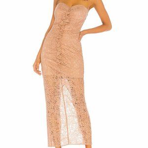 The Jetset Diaries Rosebay Lace Midi Dress Nude